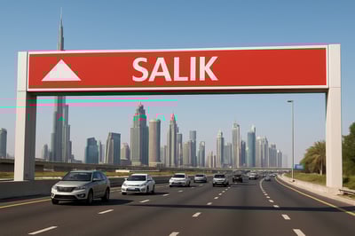Dubai toll road with Salik gate Dubai toll road with Salik gate